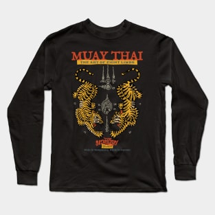 Sak Yant Muay Thai Twin Tiger Tattoo Long Sleeve T-Shirt